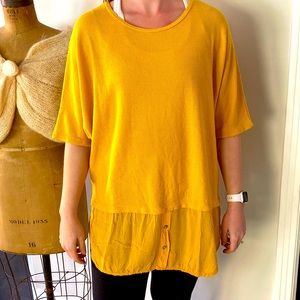 Mustard colored big and flowy blouse
